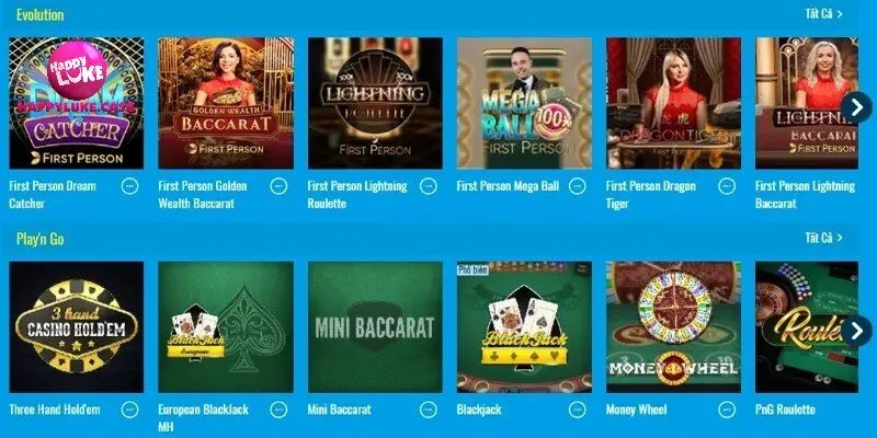 Tổng quan về các sảnh cược casino HAPPYLUKE